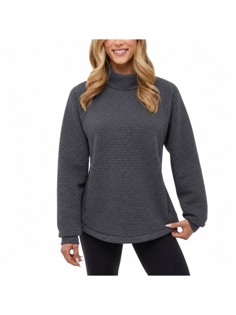 Bench Womens Charcoal Textured Long Sleeve Pullover With Mock Neck - Size M